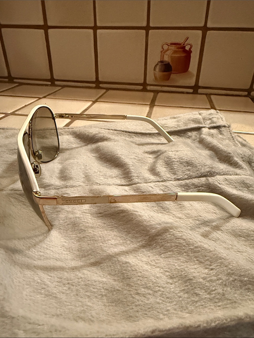 Gucci GG1827/S BNCK Gold White Aviator Sunglasses Made in Italy w/ Case - Picture 3 of 8